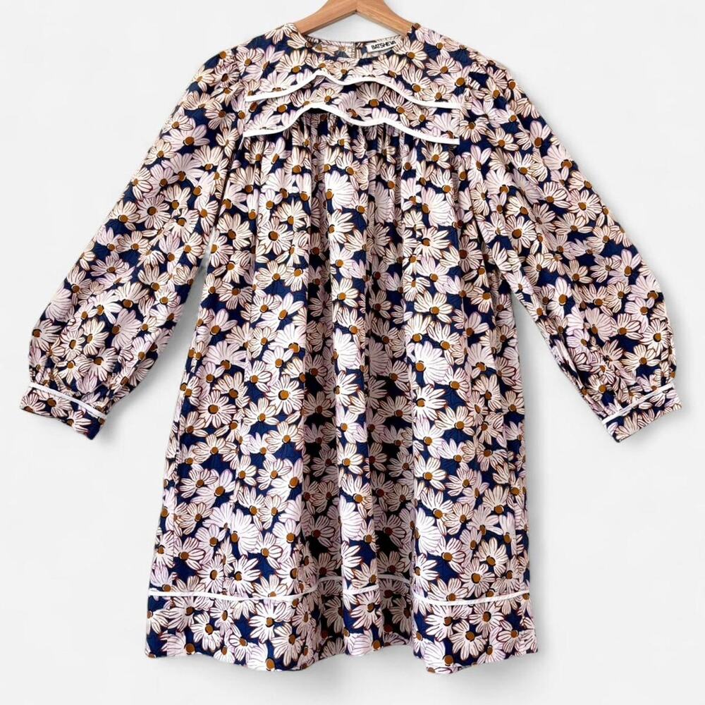 $325 Batsheva Cotton Puff Sleeve Floral Mini Dress Size 2 Slow Fashion Indie